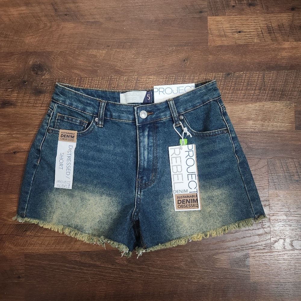 Juniors Project Rebel Sustainable Denim Obsessed Distressed Shorts Size 5
